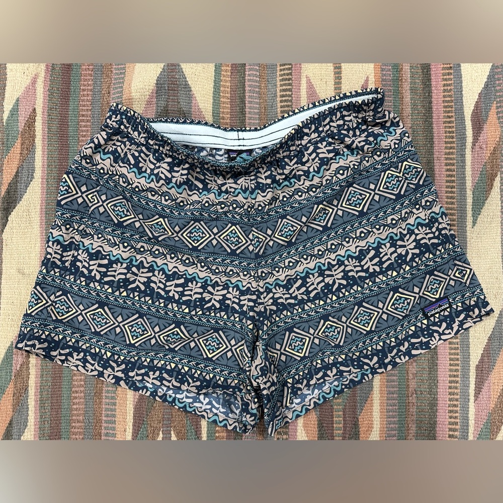 Patagonia Women’s Baggie’s 5” Navy Geometric Shorts Medium